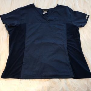 Cherokee Scrub Top w/ knit Side Panels Navy